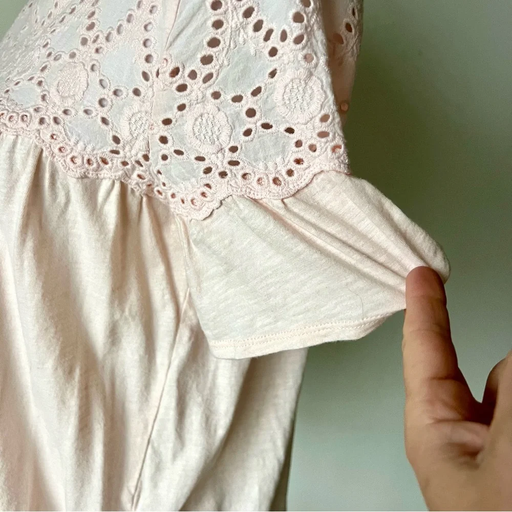J. CREW Cotton Eyelet Babydoll Flutter Sleeve Top—SZ. XS